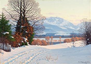 A sunny winter’s day by the river by 
																			Fritz Muller-Landeck